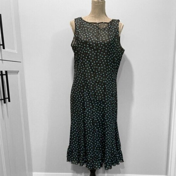 LAURA Black Sheer Polka Dot Sleeveless Dress 14 - Picture 2 of 12